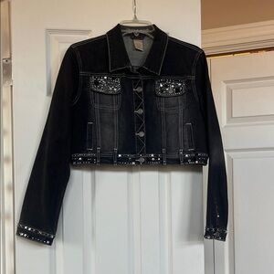 Limited Too Black Embellished Jean Jacket